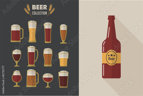 Collection of flat vector Beer glasses 