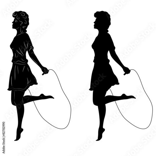 silhouette girl skipping rope