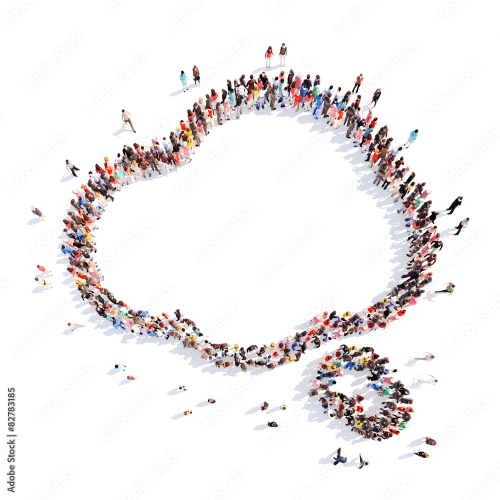 People in the shape of a chat bubble. People in the shape of a chat bubble.