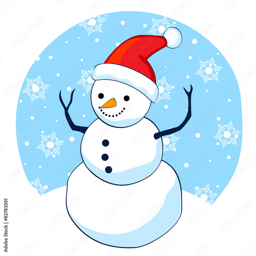 Snowman with santa hat