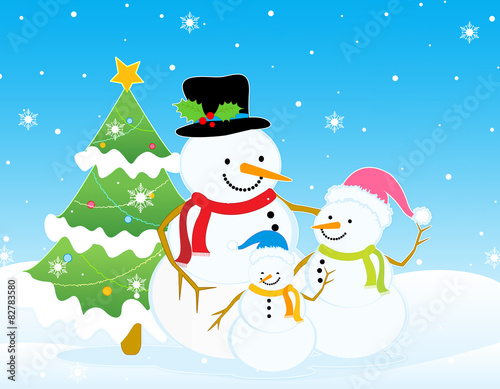 Christmas snowman background © nalinn