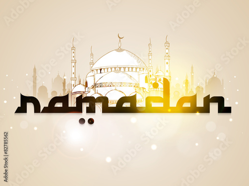 Beautiful mosque for holy month, Ramadan Kareem celebration.