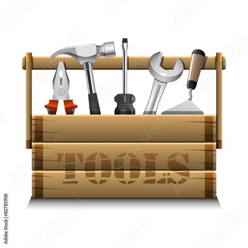 Tools in the wooden box