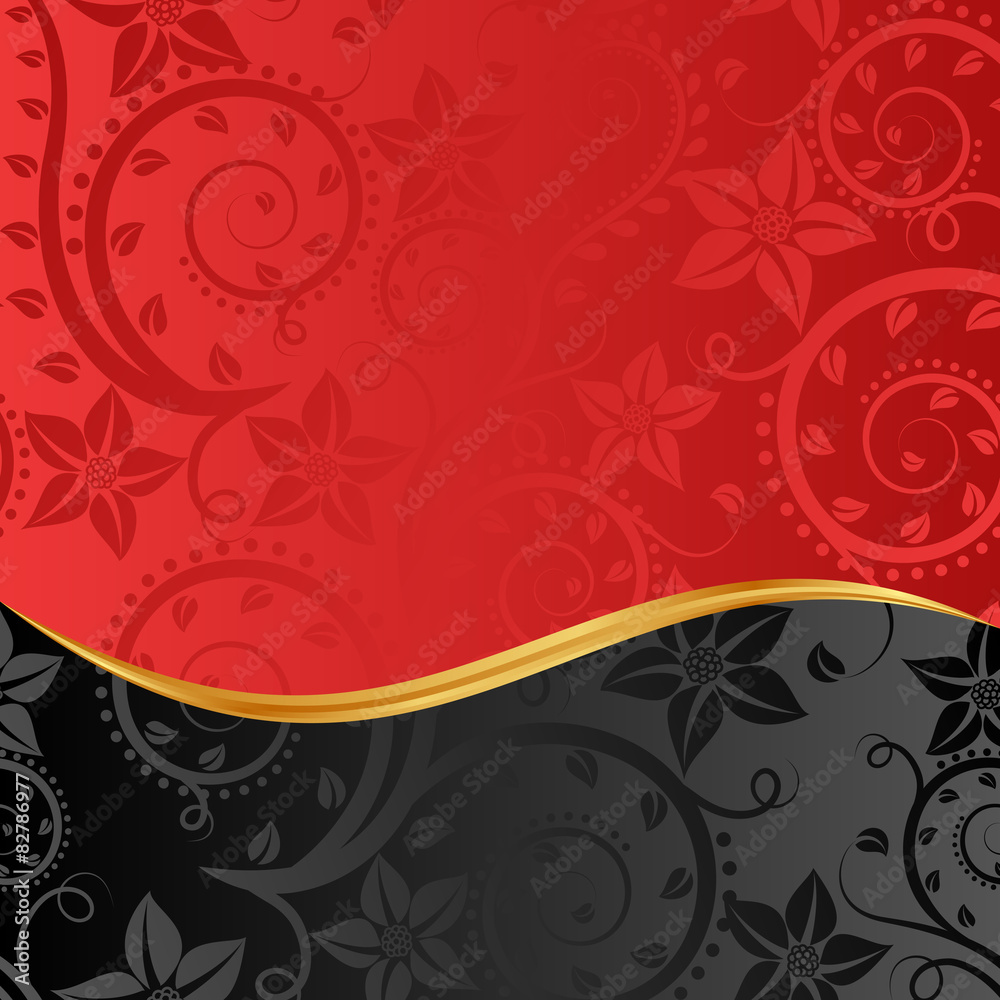 red and black background with floral ornaments red and black background with floral ornaments