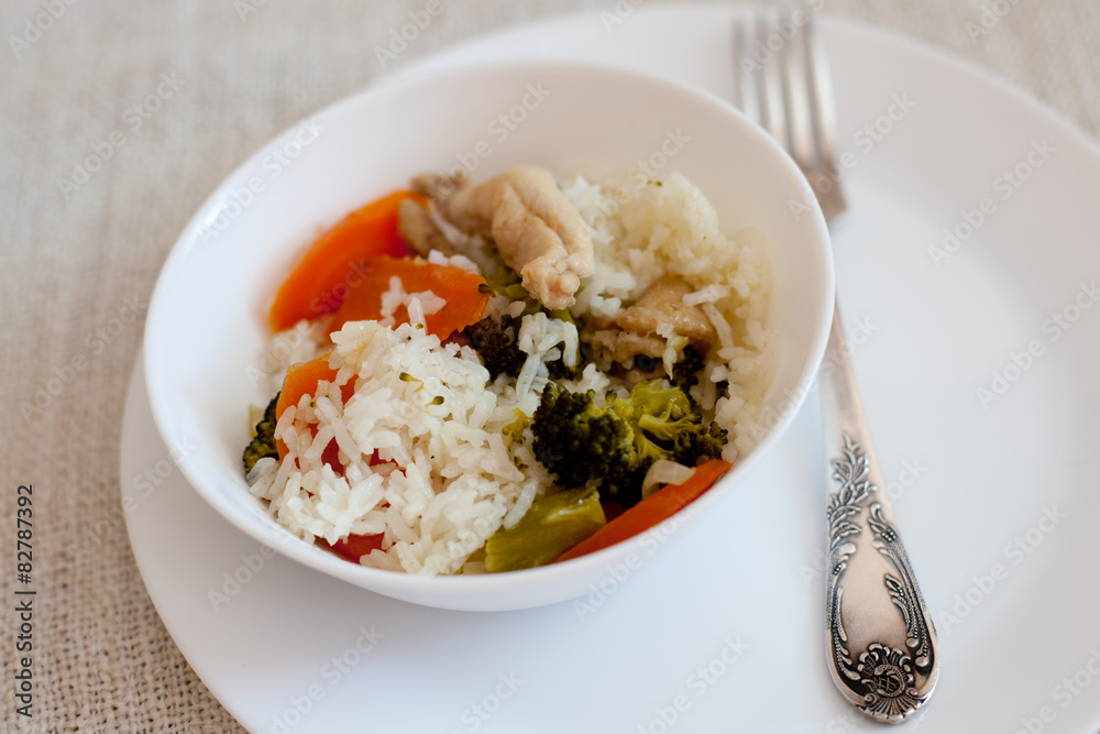 rice with vegetables and chicken rice with vegetables and chicken
