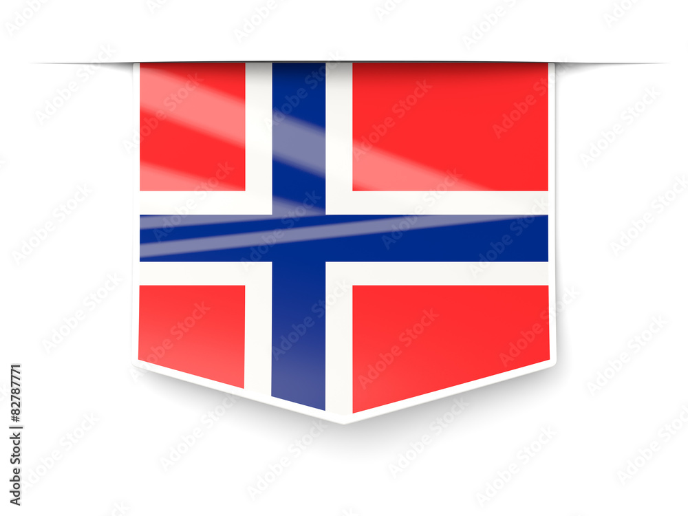 Obraz premium Square label with flag of norway