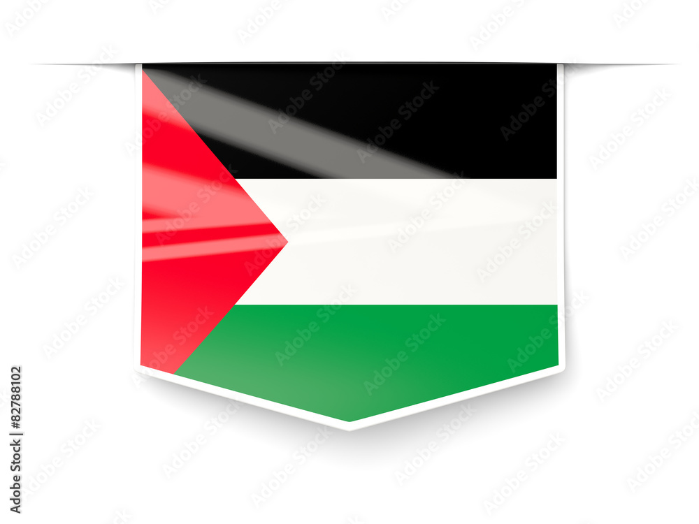 Square label with flag of palestinian territory
