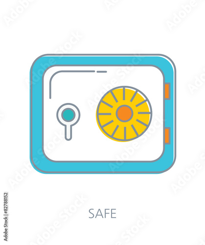 Safe strongbox flat line icon concept