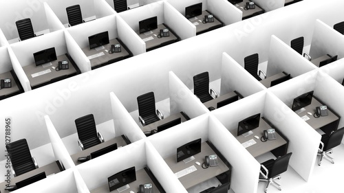 Interior of a modern office cubicles