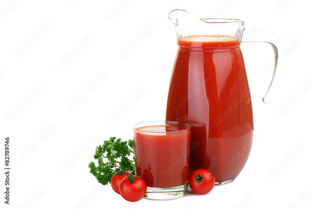 Tomato juice isolated on white background