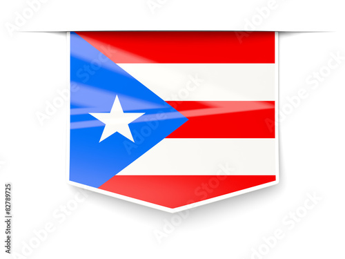 Square label with flag of puerto rico