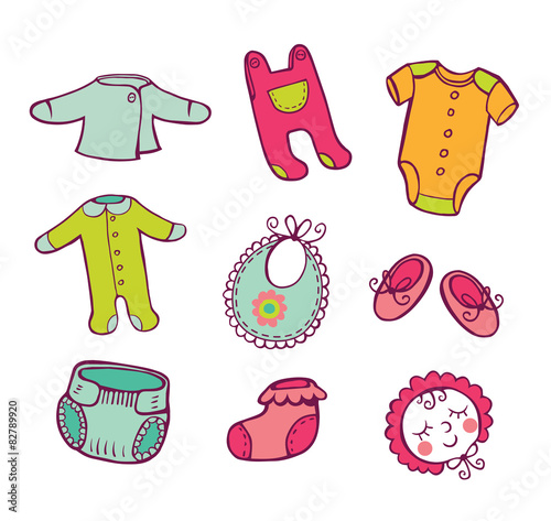 Infant clothes Icon set 