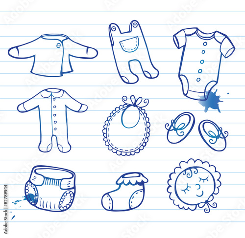 Infant clothes Icon set 
