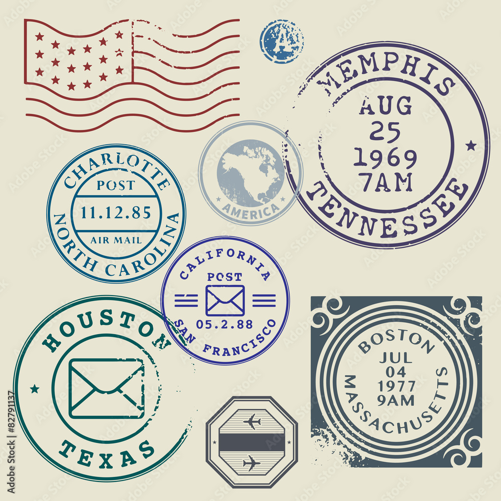 Retro postage stamps set