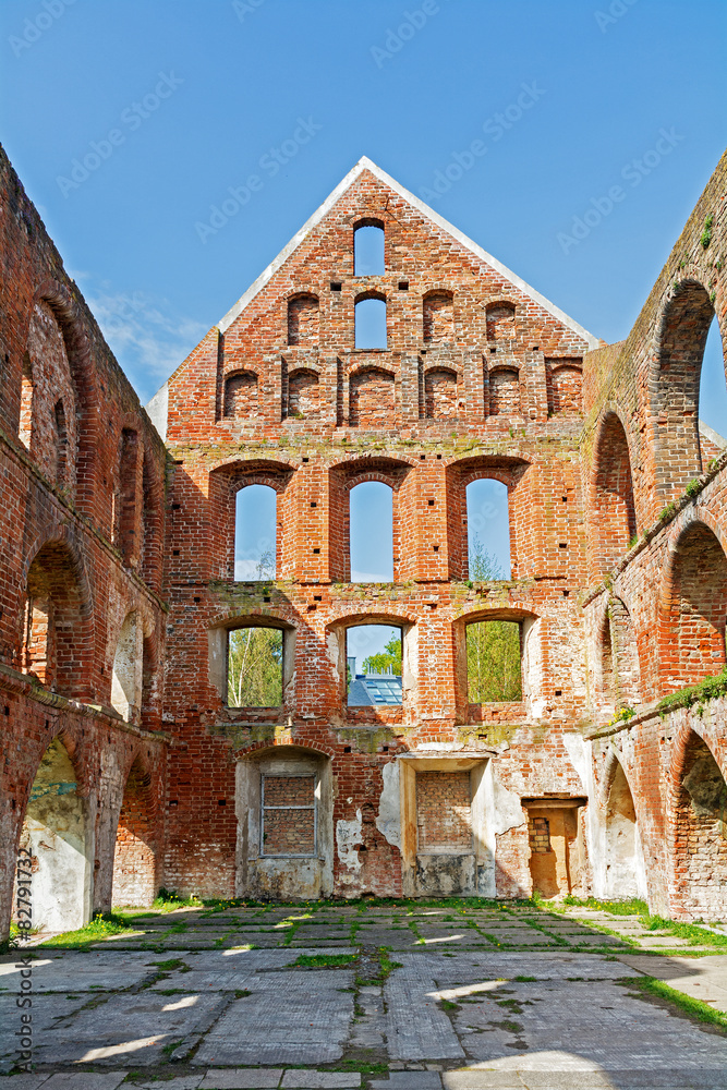 ruin of a monastery building of red brick in Bad Doberan