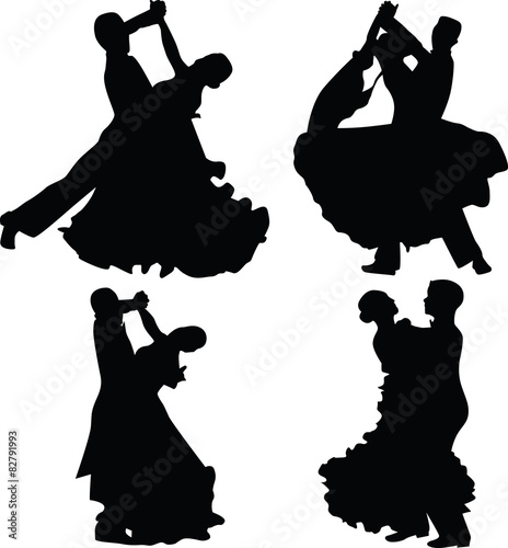 dance people silhouette vector