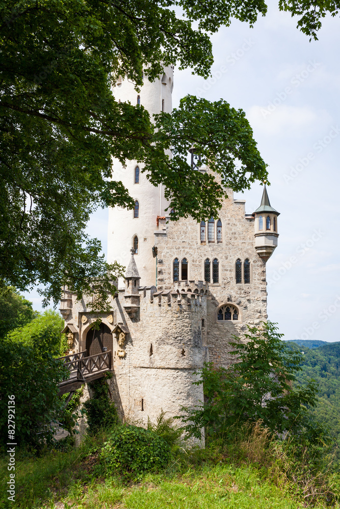 Lichtenstein castle behind trees