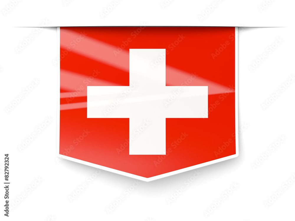 Square label with flag of switzerland Square label with flag of switzerland