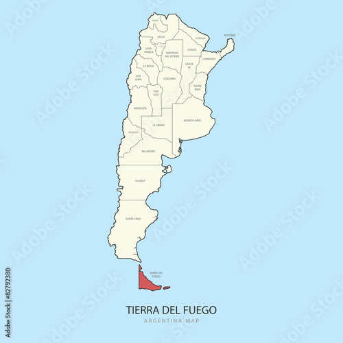 Tierra Del Fuego Map Tierra Del Fuego Argentina Map Region Province Vector Stock Vector | Adobe  Stock