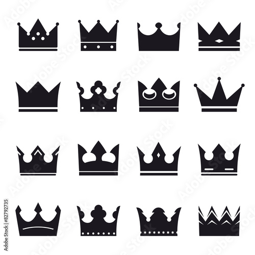 set of black vector crowns
