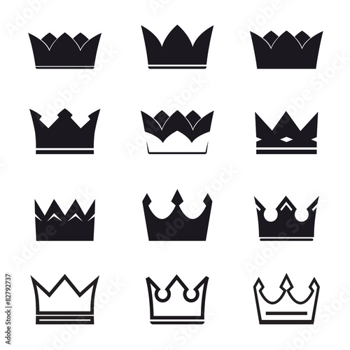set of black vector crowns