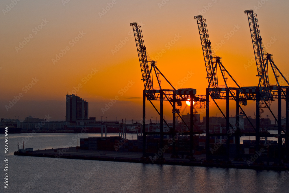 Harbour crane at sunset, Durban South Africa Harbour crane at sunset, Durban South Africa