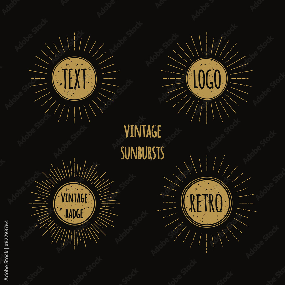 Fototapeta premium Set of retro sunbursts