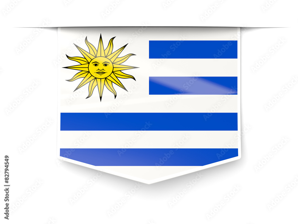 Obraz premium Square label with flag of uruguay