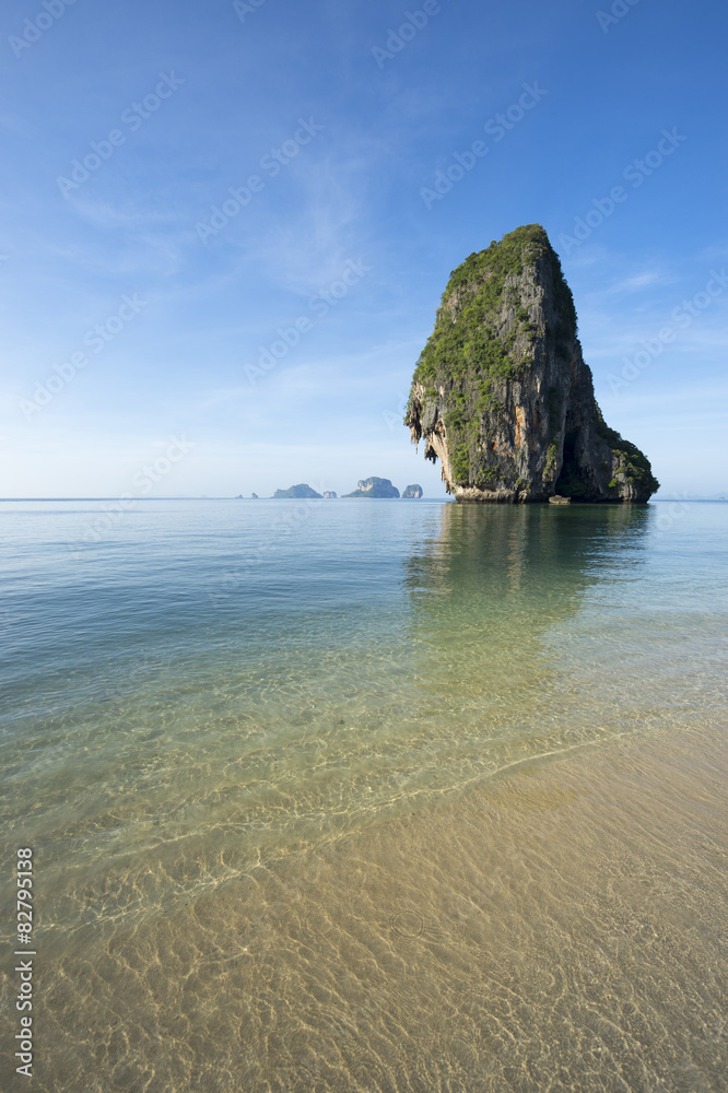 Railay Krabi Thailand Phranang Beach Quiet Morning Scenic 