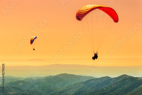 Duo paragliding flight photo