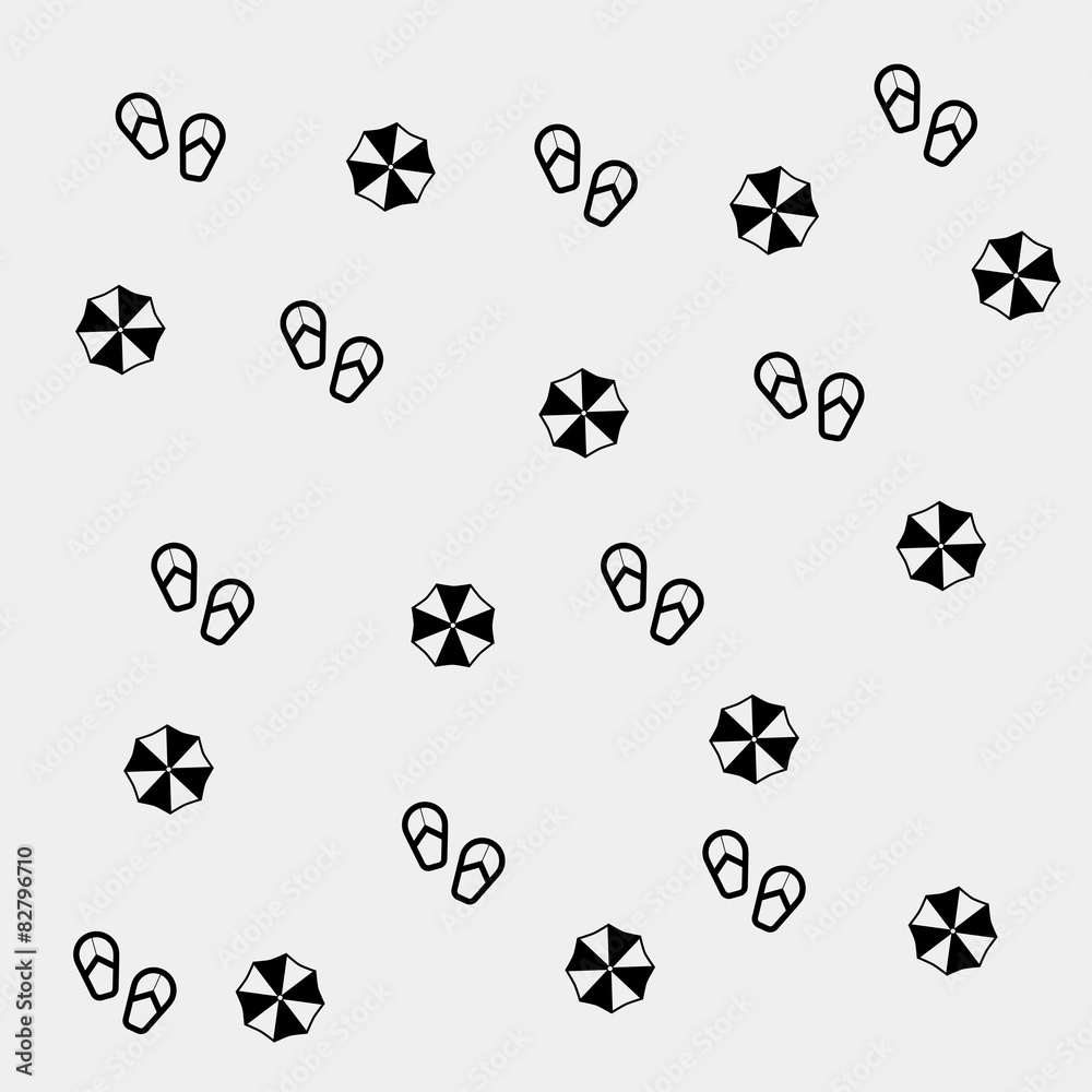 minimalistic vector holiday pattern, umbrellas and flip flops minimalistic vector holiday pattern, umbrellas and flip flops