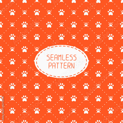 Seamless pattern with animal footprints, cat, dog. Wrapping
