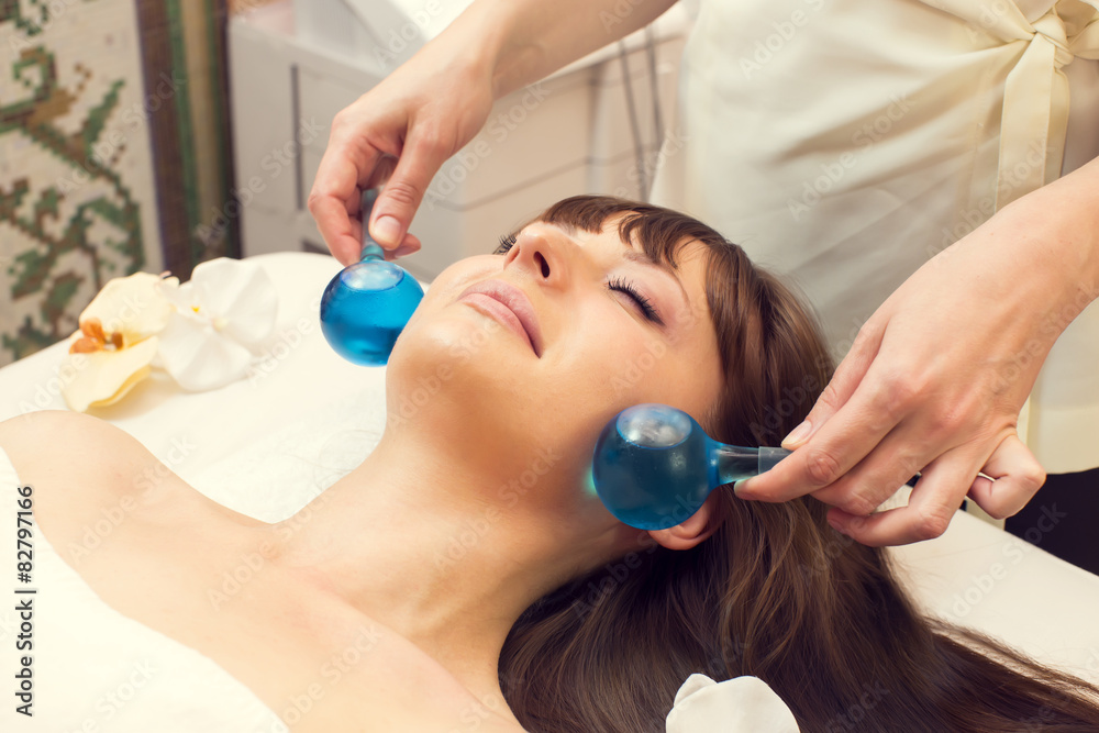 Naklejka premium massage and facial peels at the salon cosmetics