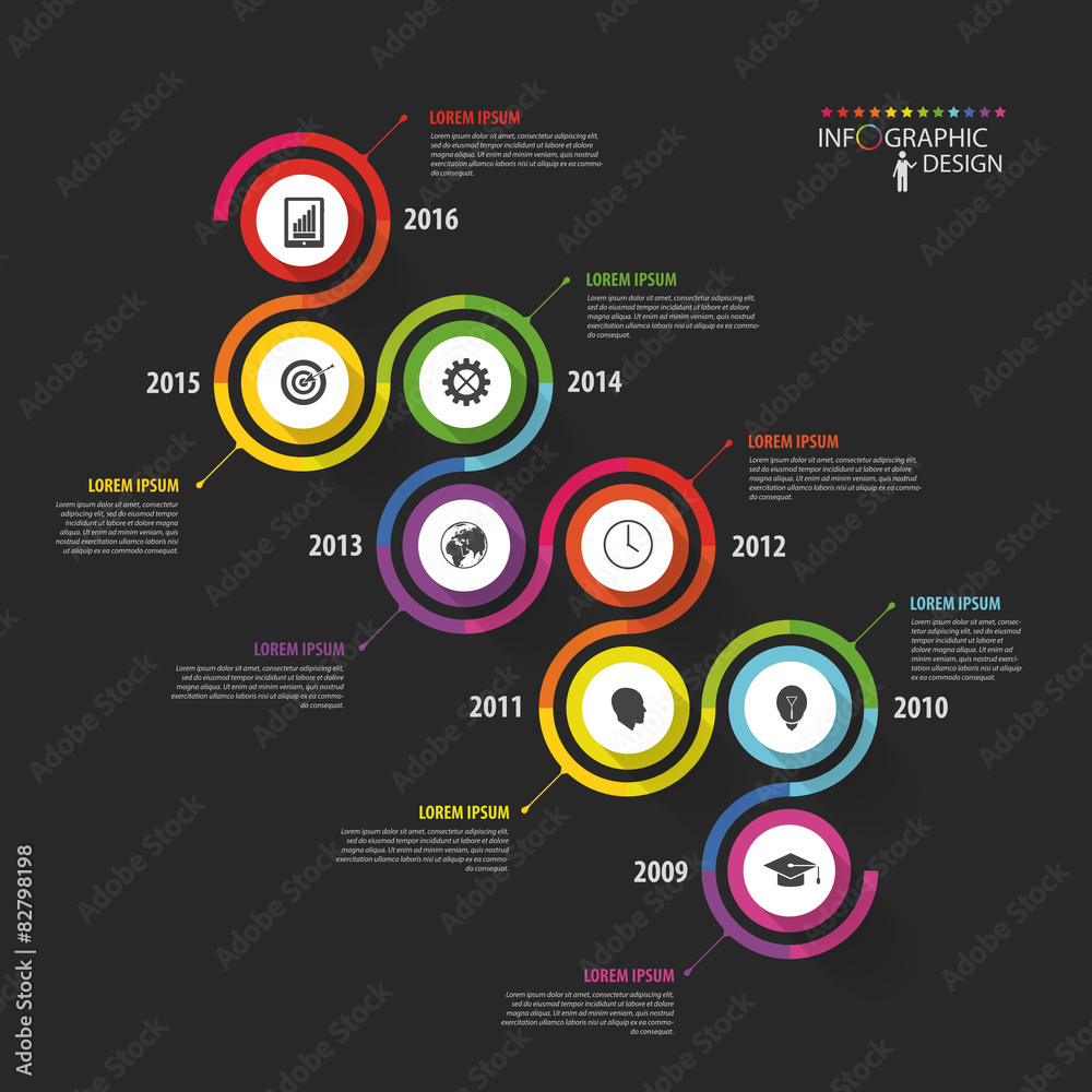 Obraz premium Abstract timeline infographic template. Vector illustration.