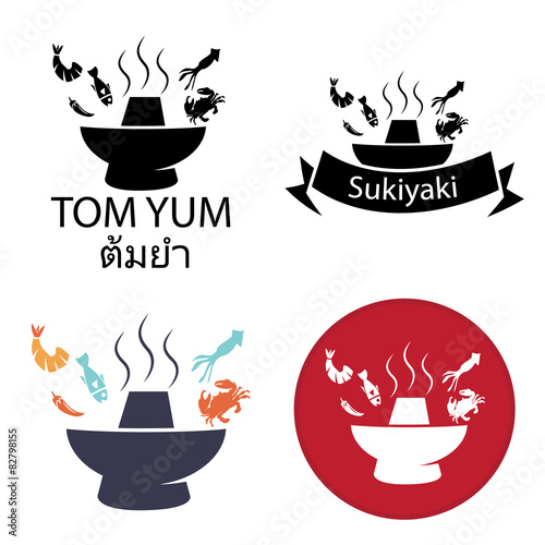 Tom Yum  Sukiyaki Spicy Hot pot logo and icon