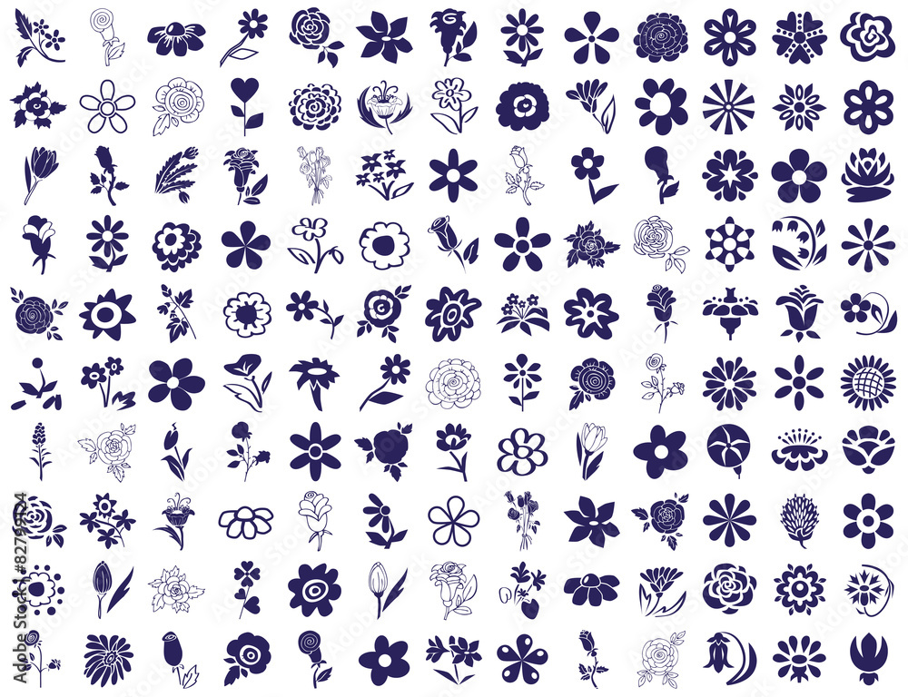 flower icons on a white
