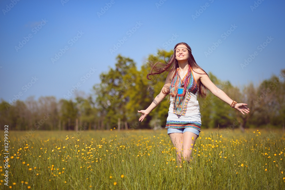 Smiling hippie in summer light