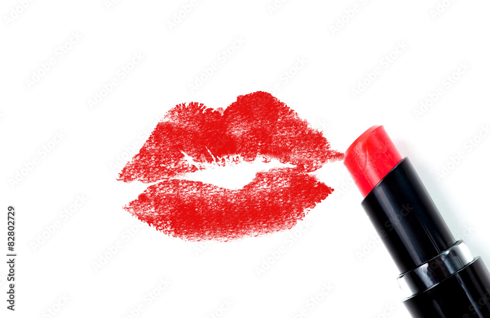 Red lipstick kiss