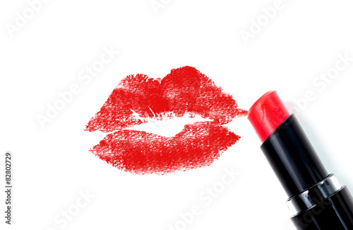 Obraz na płótnie Red lipstick kiss w salonie