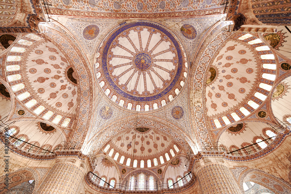Interior of the Sultanahmet Mosque (Blue Mosque) in Istanbul