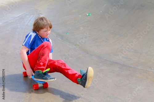 Child training on a skateboard