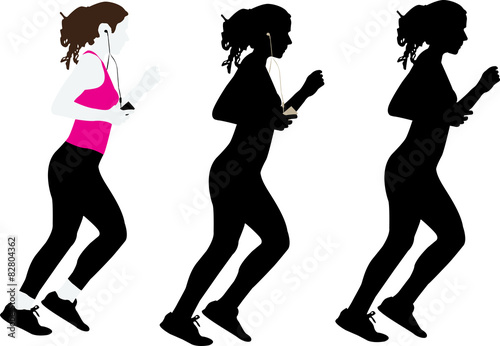 girl jogging vector silhouette