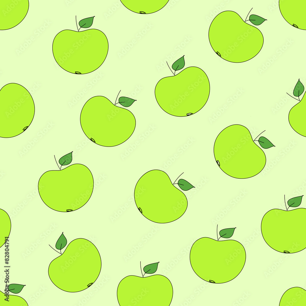 Seamless pattern with green apples.