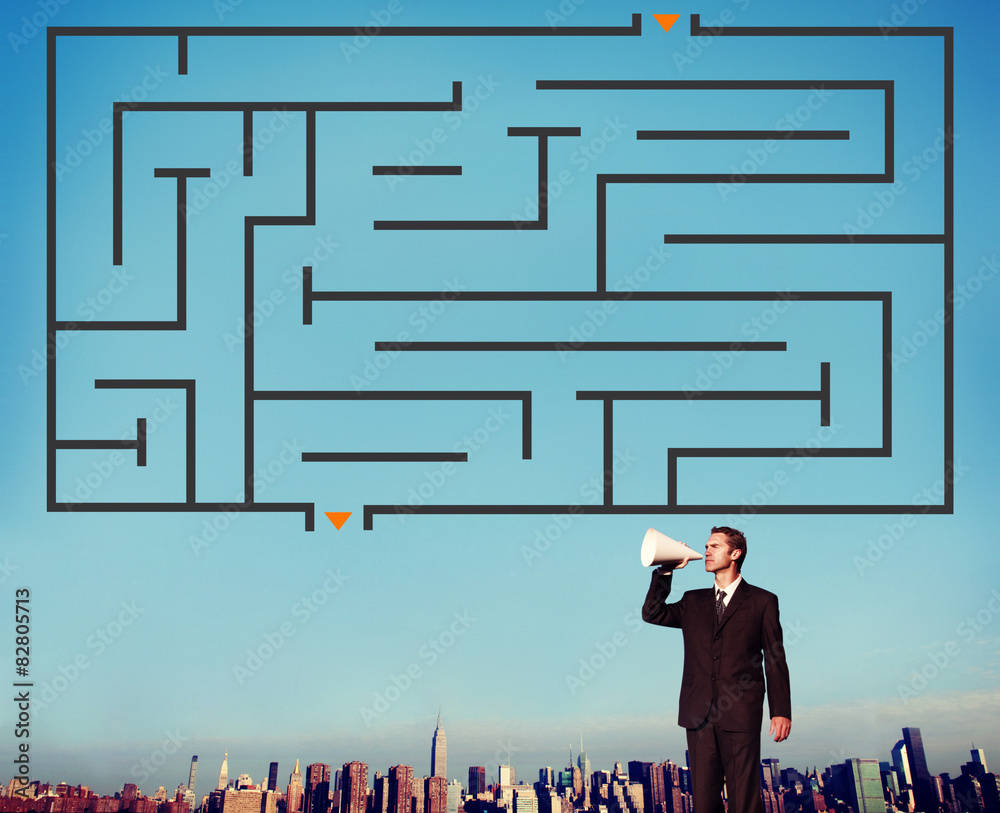 Maze Strategy Success Solution Determination Direction Concept Maze Strategy Success Solution Determination Direction Concept