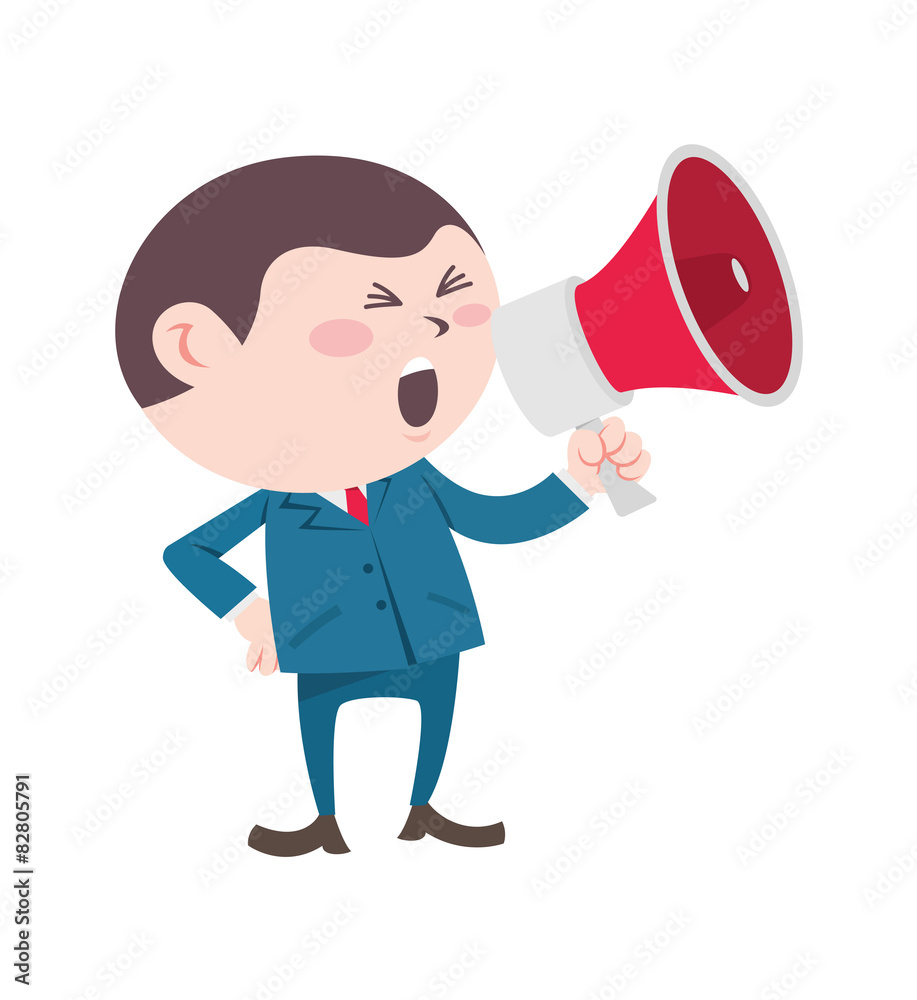 businessman shouting using megaphone businessman shouting using megaphone