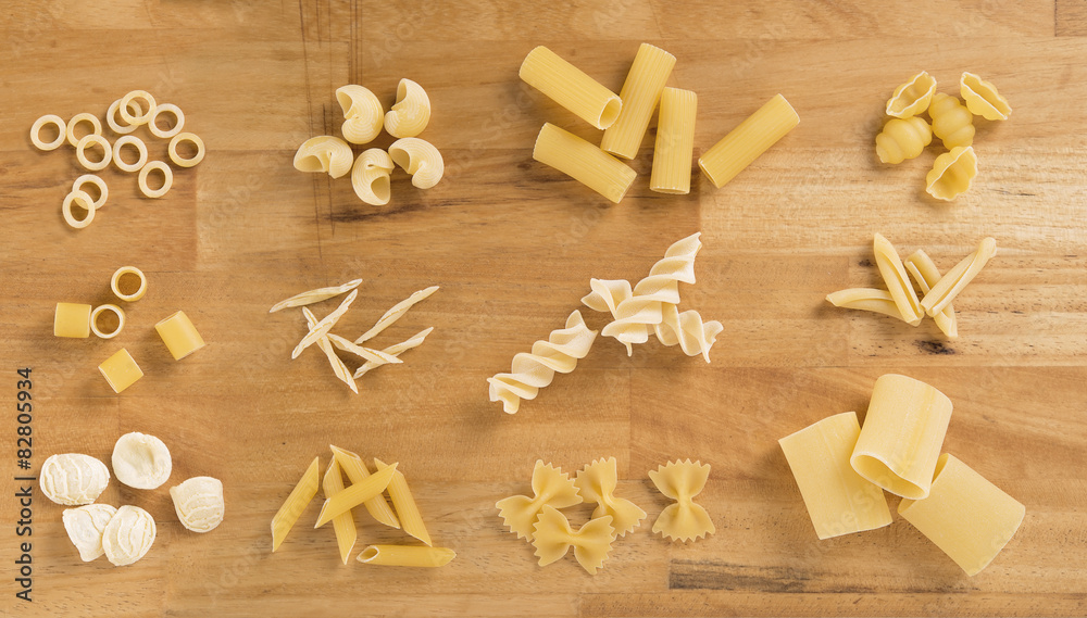 different kinds of raw pasta different kinds of raw pasta