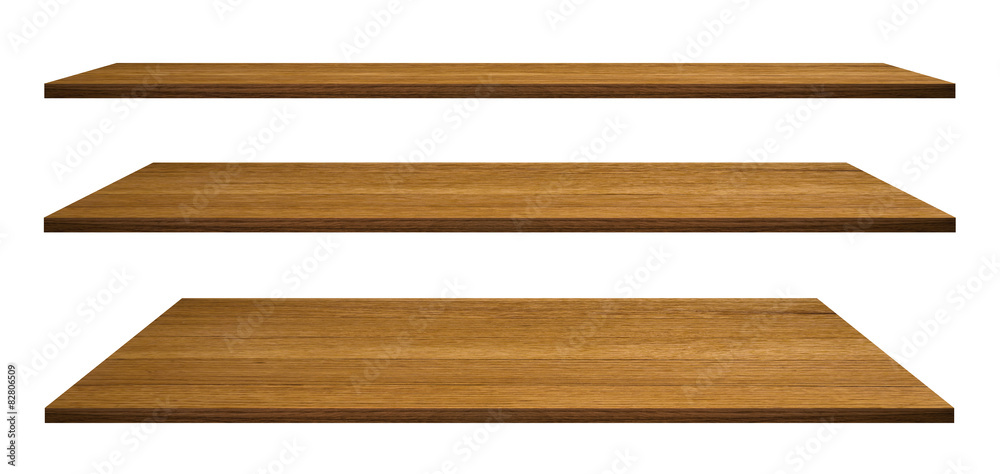 Wooden shelves isolated on white