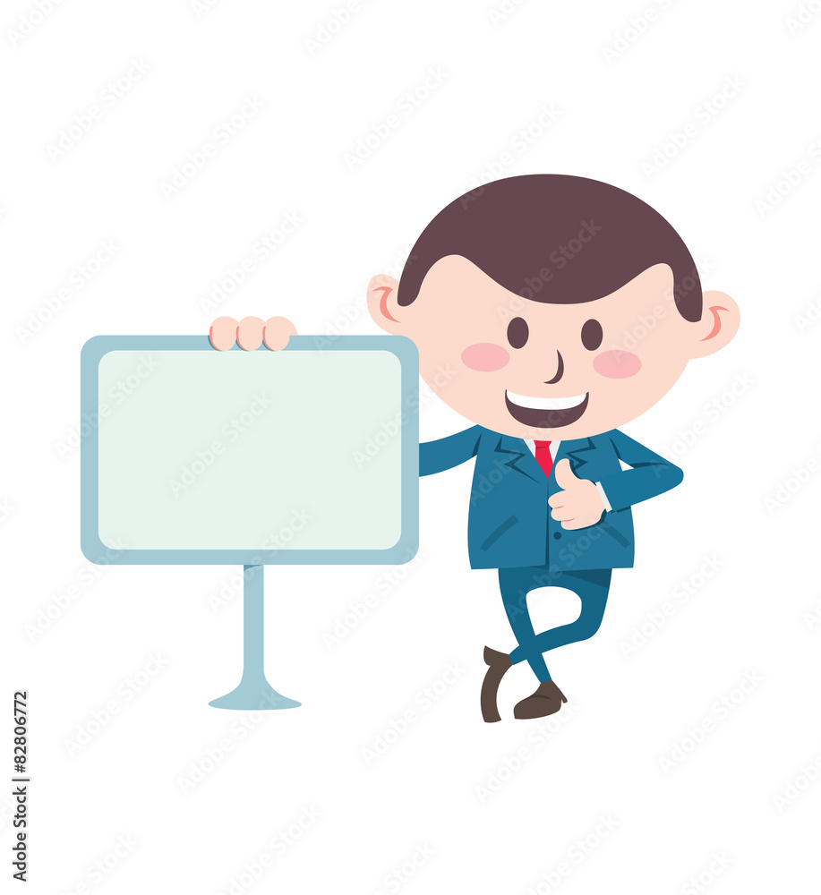 businessman with blank board