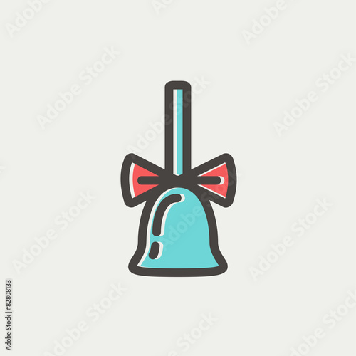 School bell with ribbon thin line icon