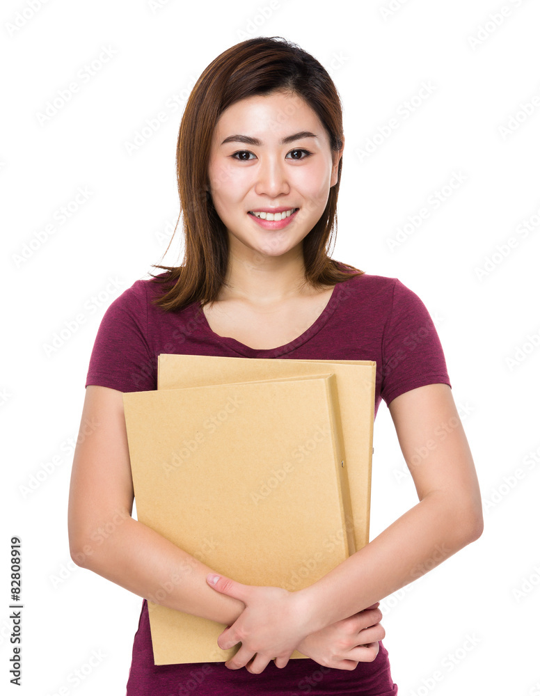 Young woman hold with folder Young woman hold with folder
